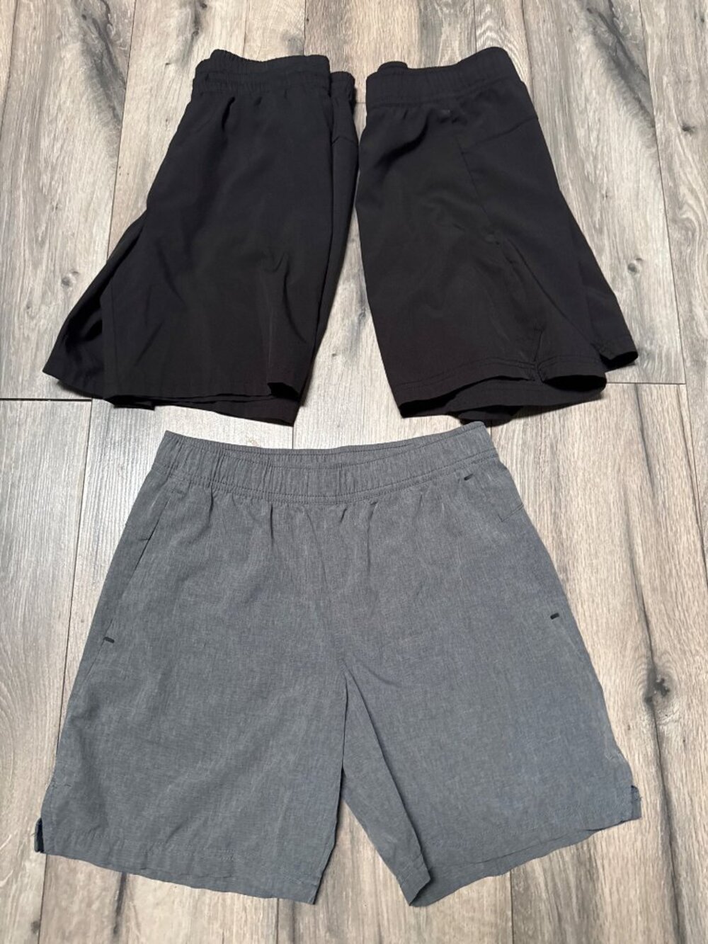 Old Navy Black & Gray Boys LG 10-12 Elastic Waist Shorts With Pockets - Set Of 3